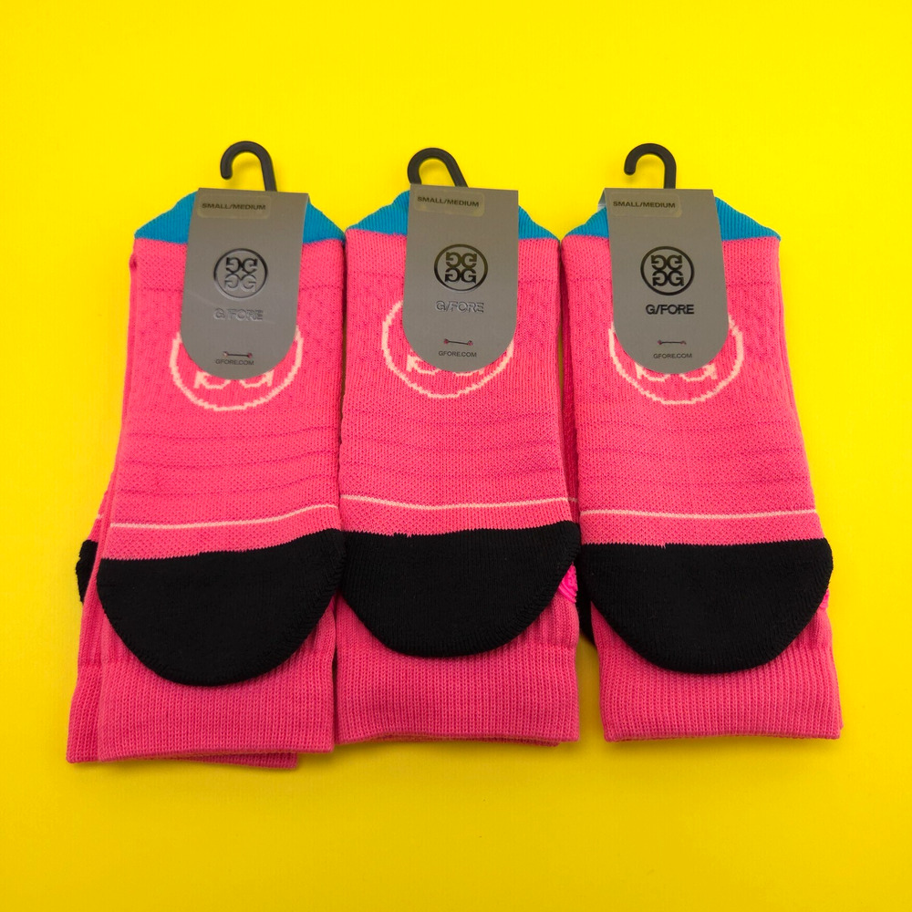 3 Pack G/Fore Mens Pray For Birdies Crew Socks Small/Medium Men 7-10.5 New Pink